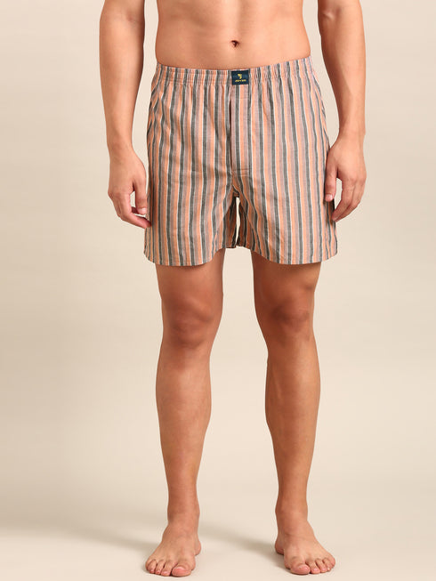 Brown Checked Cotton Boxer